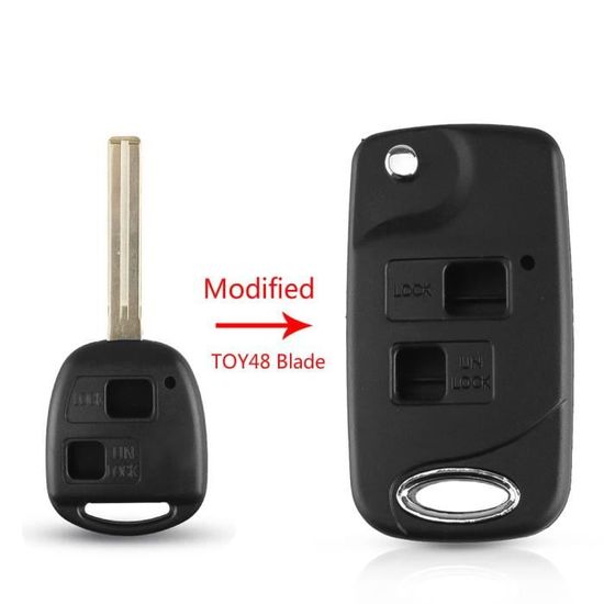 Coque De Clé Télécommande 2 Boutons Pour Toyota Avensis, Yaris, RAV4, Hilux - Noir, Plastique Résistant - Remplacement De Boîtier Seulement - 5