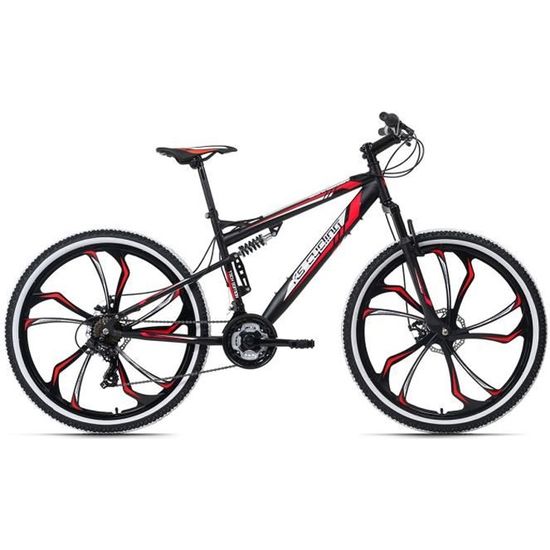 VTT Tout Suspendu 27,5" Scrawler noir-rouge KS Cycling - 21 Vitesses - Taille de Cadre 46 cm