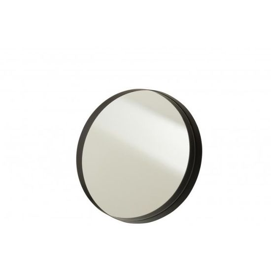Miroir rond avec bord métal noir haut de diamètre 40 cm Noir ...