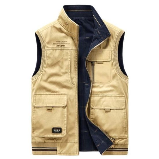 Gilet Sans Manches FootJoy Homme - Coupe-vent Imperméable Golf - Taille 2XL Beige