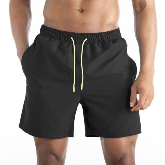 Short De Bain Homme 2en1 Bermuda Sport Séchage Rapide - Maillot Plage Avec Poches Et Cordon Réglable