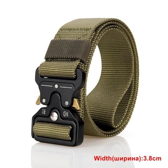 Ceinture Tactique Militaire Avec Sac Intégré - Boucle Métal à Libération Rapide - Nylon Haute Résistance - Noir