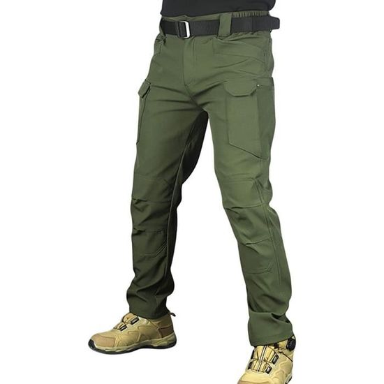 Pantalon Cargo Homme Multipoches Tactique – Imperméable, Coupe Ample – Pour Travail, Randonnée, Plein Air – Taille IX7/IX9