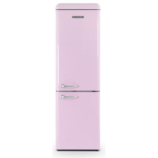 SCHNEIDER - SCCB250VP - Réfrigérateur combiné vintage - 249L (180+69) - Froid statique - Clayettes verre - Rose