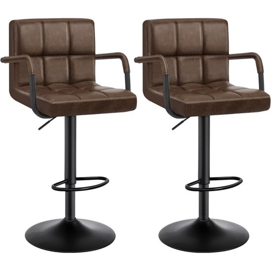 WOLTU Lot de 2 Tabourets de bar en similicuir et bois avec dossier 43x37.5x91.5cm Noir - Maison
