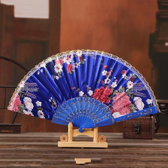 Éventail pliable en papier,royal blue--Éventail de danse pliant à main de style chinois, fête de Éventail pliable en papier,royal blue--Éventail de danse pliant à main de style chinois, fête de