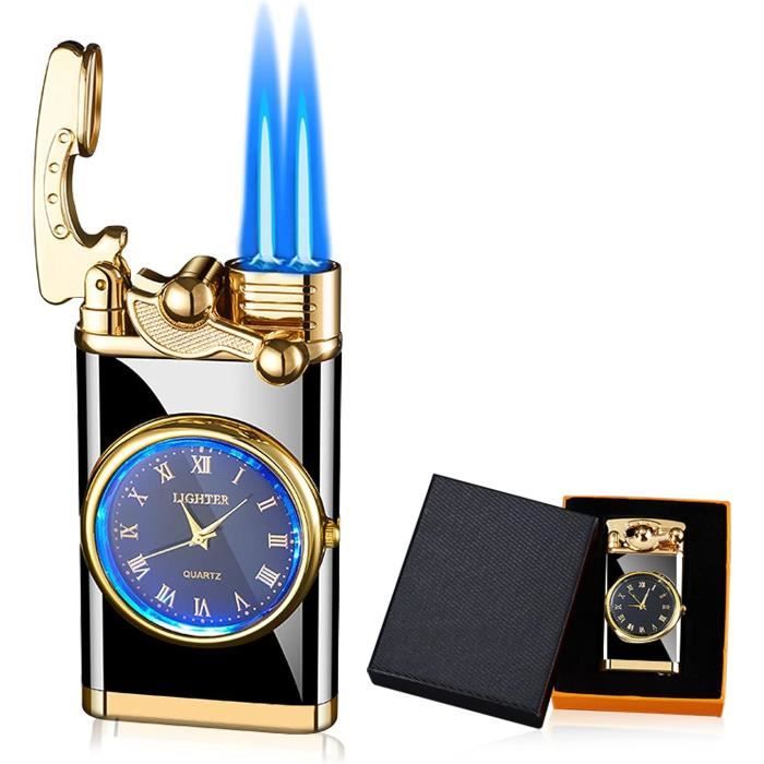 SPORWAY Briquet Gonflable Classique Rechargeable : Coupe-Vent, Flamme Douce, Cadeau Homme Avec Boîte Argent