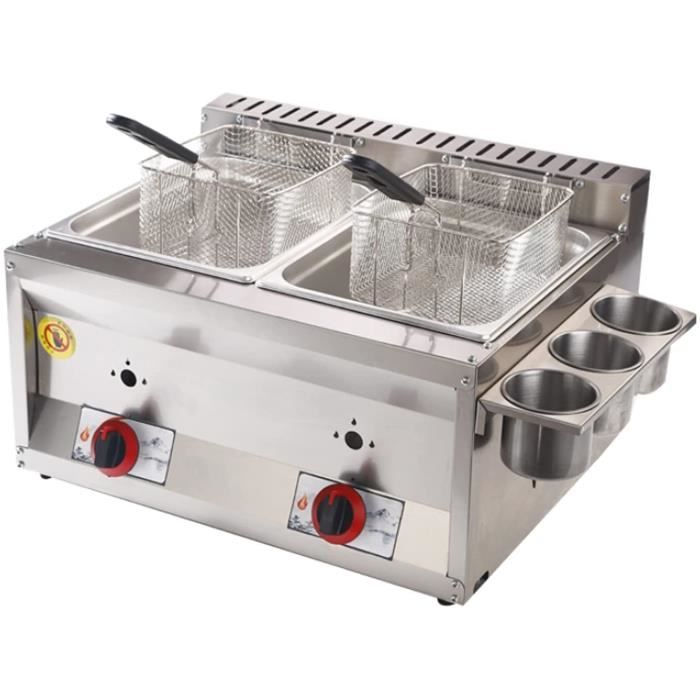 Friteuse à Gaz Professionnelle 20L/30L En Acier Inoxydable - 2 Brûleurs, Pour Restaurant Ou Usage Intensif à Domicile
