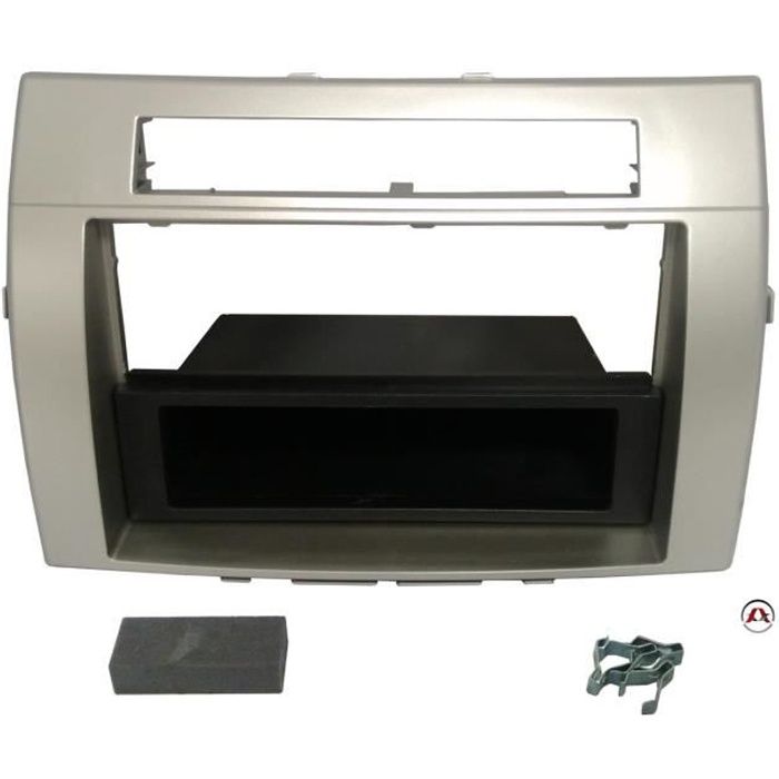 Façade autoradio 1DIN Toyota Corolla Verso 2 ap05 - Argent - Avec vide-poche