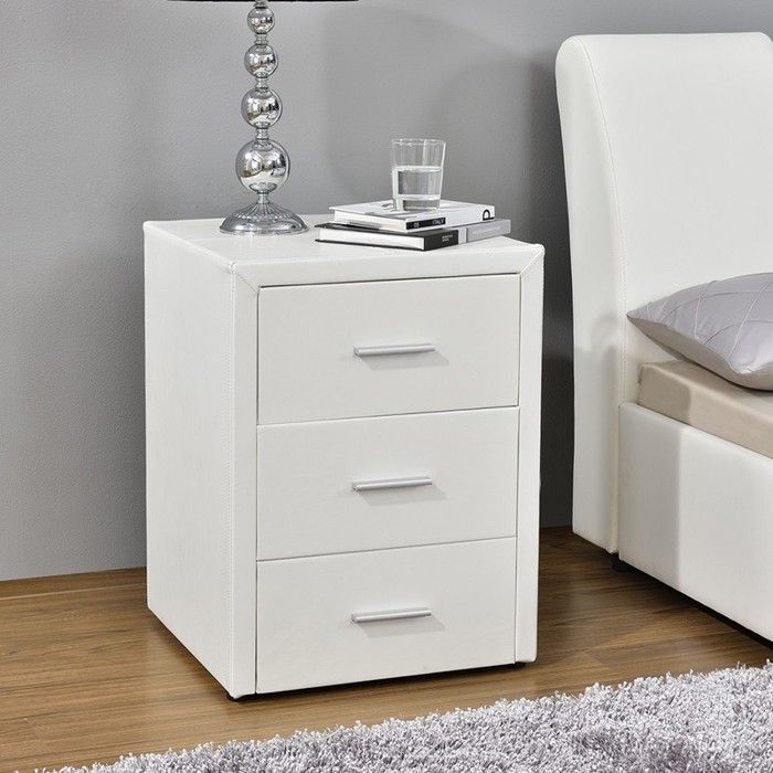 Table chevet 3 tiroirs Kasi - Blanc