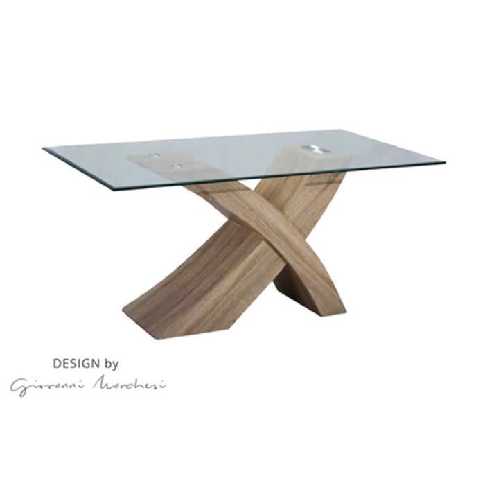 TABLE DE REPAS ARGOS CHENE CLAIR DESSUS VERRE
