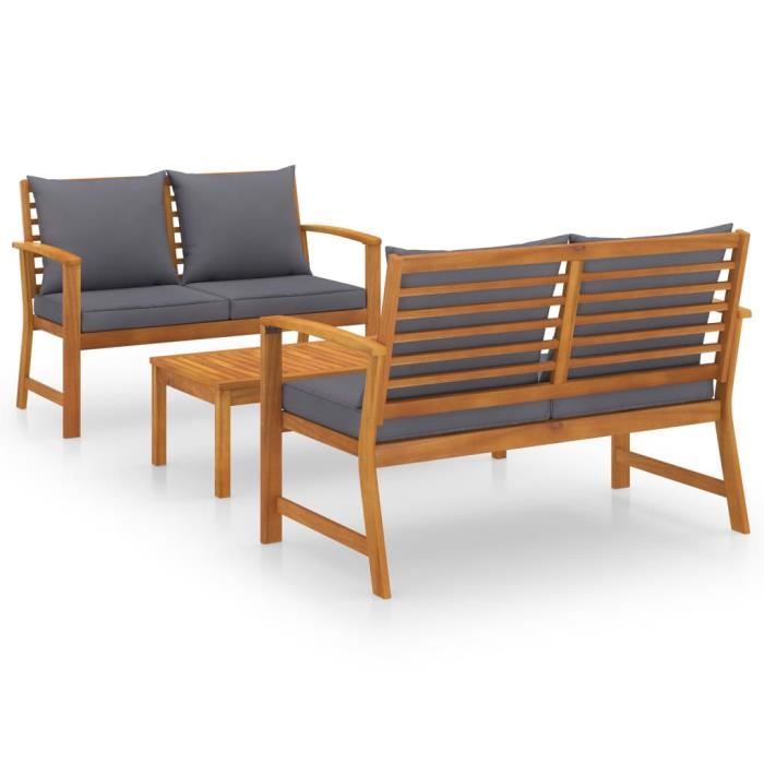 🐎9870Ensemble à dîner de jardin 3 pcs Salon de jardin 2 personnes-Ensemble Table et Chaises - ENSEMBLE CANAPE FAUTEUIL ET TABLE DE