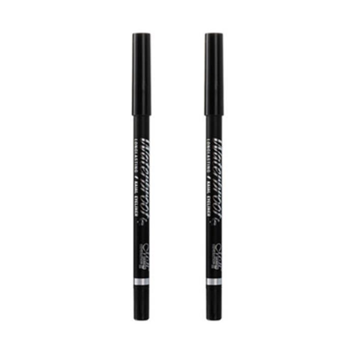 2 pièces crayons pour les yeux noir imperméable à l'eau durable couleur anti-taches cosmétiques pour EYE-LINER - PENCIL - KHOL