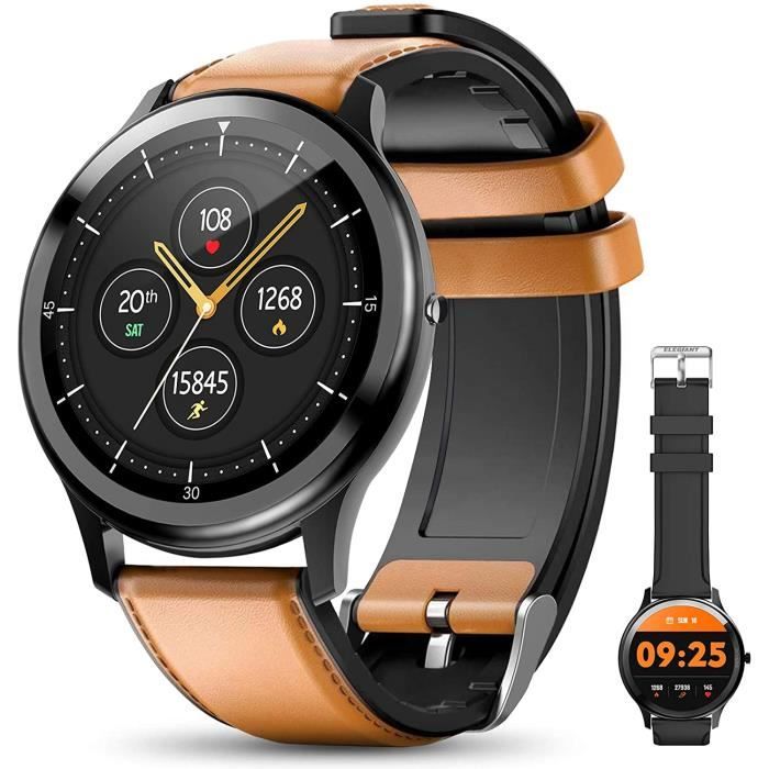 ELEGIANT Montre Connectée Femme Homme, Montre Intelligente avec 2 Sangles, Fréquence Cardiaque 24 Sport Modes Sommeil Calorie No74