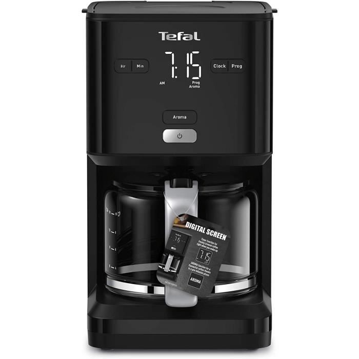 TEFAL SMART'N LIGHT cafetière électrique noire 1,25 L Programmable 24h Fonction Aroma Auto-off après 30 minutes anti-goutte CM600810