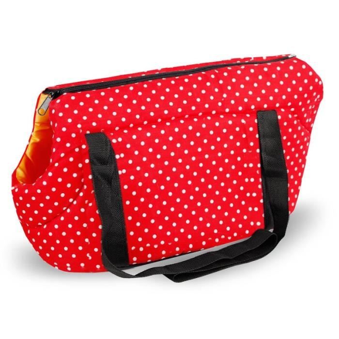 Sac à dos chien avec impression à points Sac de transport pour chien chiot confortable et doux, sacs - Type Red-S