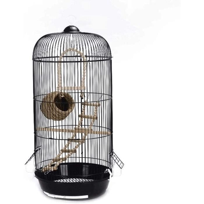 JJSFJH Cage à Oiseaux, métal Creative Ronde Birdcage Parrot Canary Birdcage Noir 330751