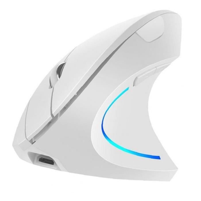 Souris verticale H1 2.4G USB sans fil rechargeable 2400DPI Gaming Mouse RGB lumière blanche