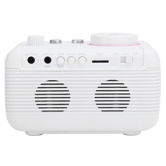 Réveil Haut-Parleur Bluetooth Lecteur Radio Stéréo de Miroir LED Sans Fil M9 Minuterie de Répétition 100-240V(Blanc Prise EU)