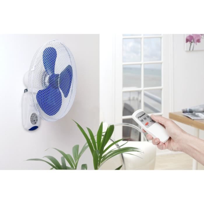 BESTRON Ventilateur Mural - Panier 40 cm - 45W - en blanc + Télécommande