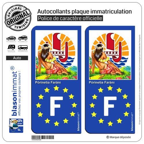 Auto F France Noir & Blanc Identifiant Européen SAFIRMES 2 Stickers Plaque dimmat