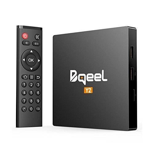 Bqeel Android TV Box 2GB+16GB TV Box Android 7.1 Boîtier Multimédia Y2 H.265 HD Vidéo Quad-Core 64bit Wi-FI 2.4G 802.11 b-g-n Giga