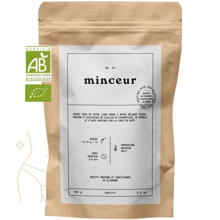 Infusion Minceur Maté Bio | Tisane Diurétique Purifiant & Antioxydant Draineur Élimine les Toxines | Mélange vrac 8 plantes 100g