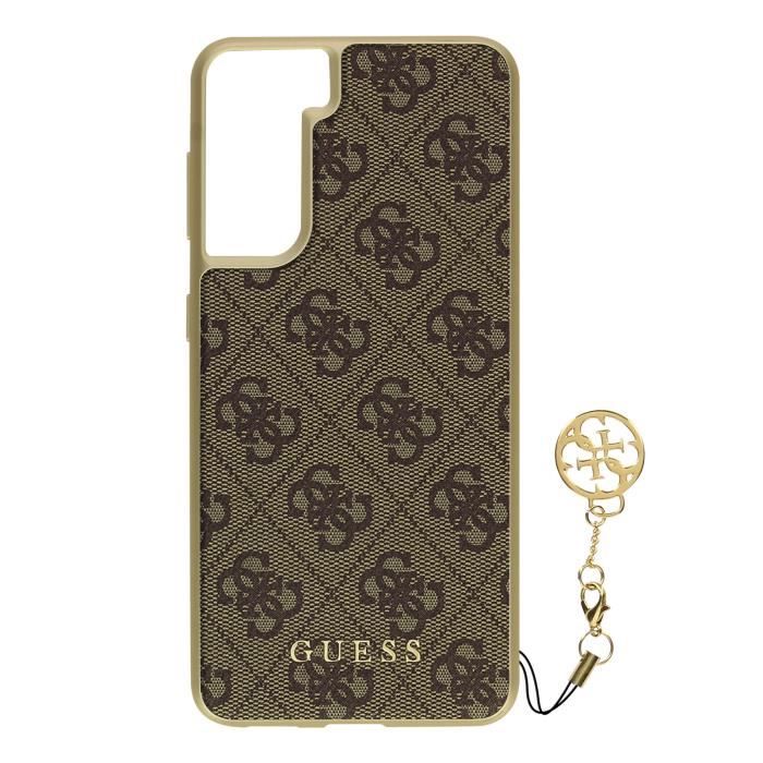 Coque Galaxy S21 Plus Bi-matière Finition aspect cuir 4G Charms Guess - marron Marron