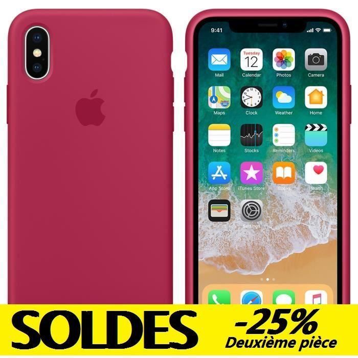 Coque en silicone pour iPhone X - Rose rouge