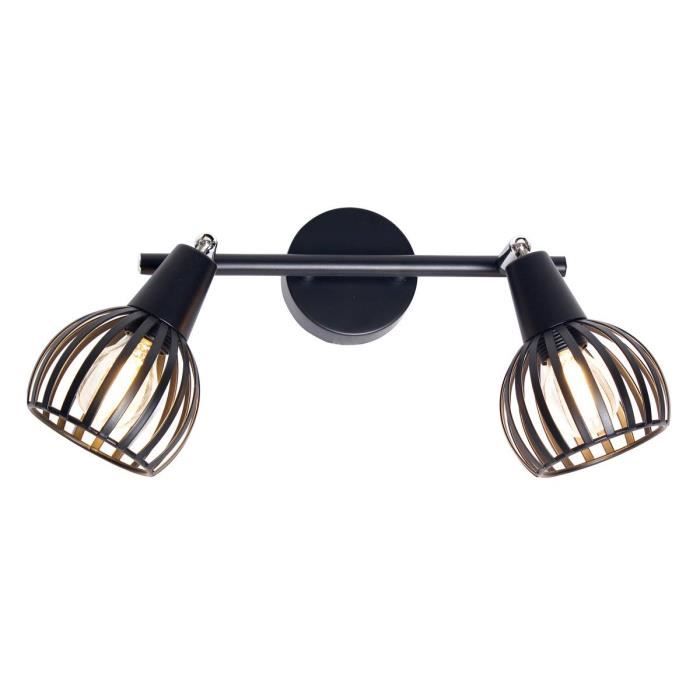 Réglette spots modernes orientables FLOW (x2) en métal noir