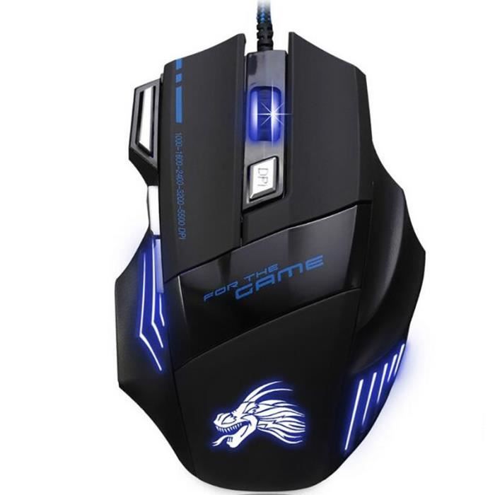 LEMONBEST® 5500Dpi Souris Filaire Led Optique Gaming Mouse Usb Gamer Mouse 7 Boutons