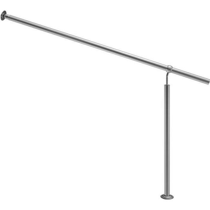 Main courante acier inoxydable 160cm rampe d’escalier balustrade intérieur extérieur aspect moderne articulations réglable
