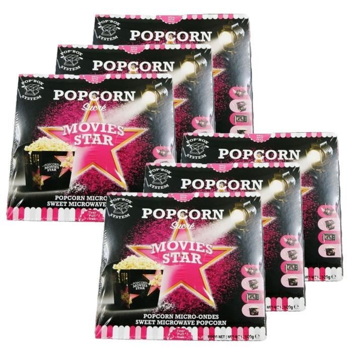 Movies Star - Lot 6x Popcorn sucré micro-ondes - Boîte 100g