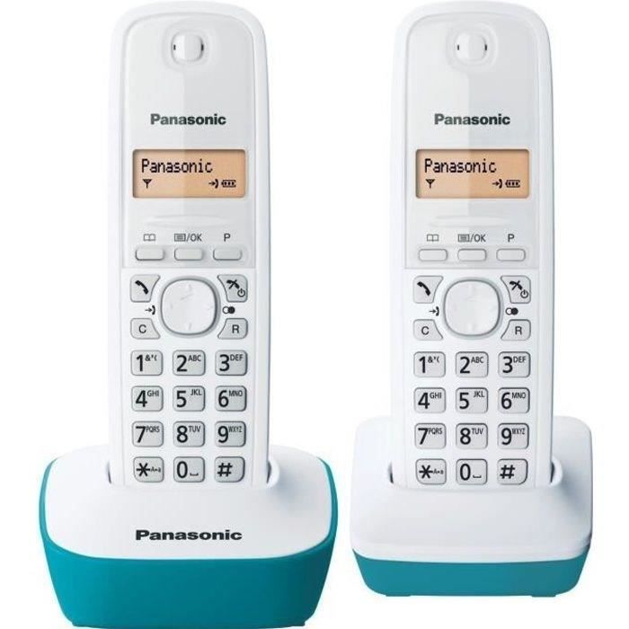 Panasonic KX-TG1612FRC Duo Téléphone Sans Fil Sans Répondeur Blanc Bleu