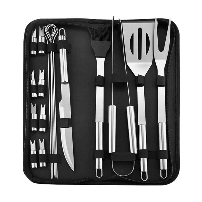 Set d'Ustensiles Bbq pour Grillades, Ensemble d'outils de barbecue en acier inoxydable de 18 pièces avec boîte de rangement