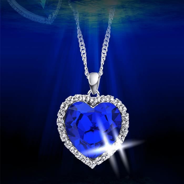 SHARPHY Titanic Colier Femme en forme de cœur strass cristal pendentif coeur de l'océan Bijoux