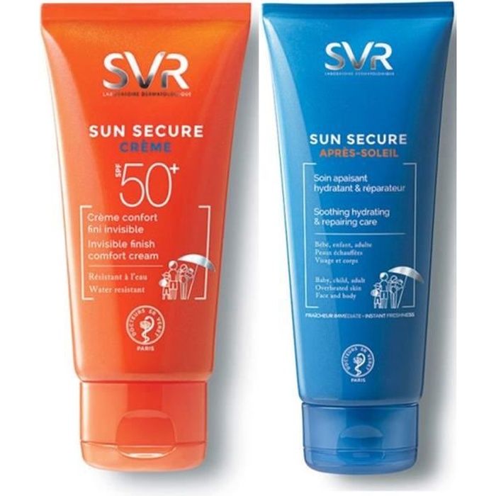 solaire coffret sun secure creme confort spf50+ 50ml + apres soleil 50ml offert SVR