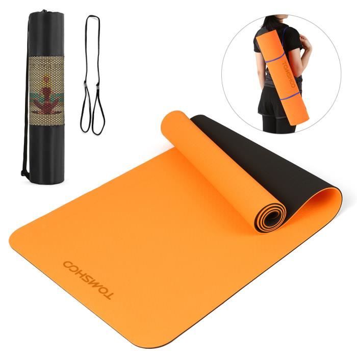 TOMSHOO 72.05 × 24.01in Portable Double Dual-colour Yoga Mat Thicken Sports Mat Tapis d'exercice antidérapant pour les entraînem-663