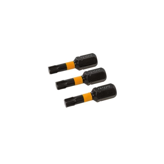 Lot de 3 embouts de vissage impact Torx T25 - L. 25 x Q. 6,35 mm - 412578 - Triton