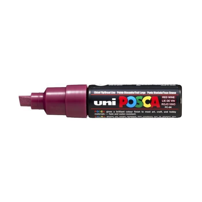 Marqueur Pte large biseautée POSCA PC8K 8mm Lie de Vin