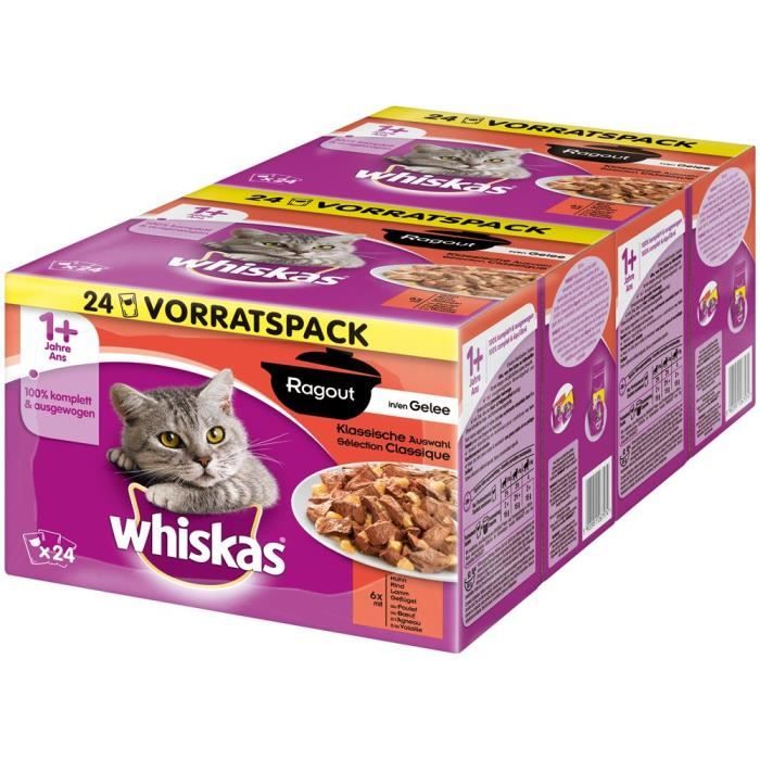 whiskas 5900951267567 - COMMUTATEUR KVM - Chat Aliment humide Ragoût pour chats âgés de 1 + - Lot de 4