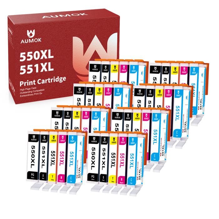 Lot De 5 Cartouches D'Encre Compatibles Canon CLI-551/PGI-550 - Pour Imprimantes PIXMA