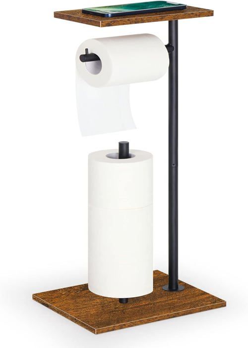 Support De Papier Toilette Rustique Avec Étagère - Support Mural En