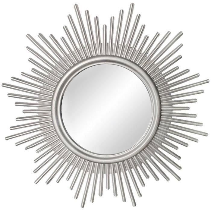 YYV Miroir mural dcoratif suspendre - Petit miroir de style vintage pour mur - Miroir cadre argent - Montage facile -