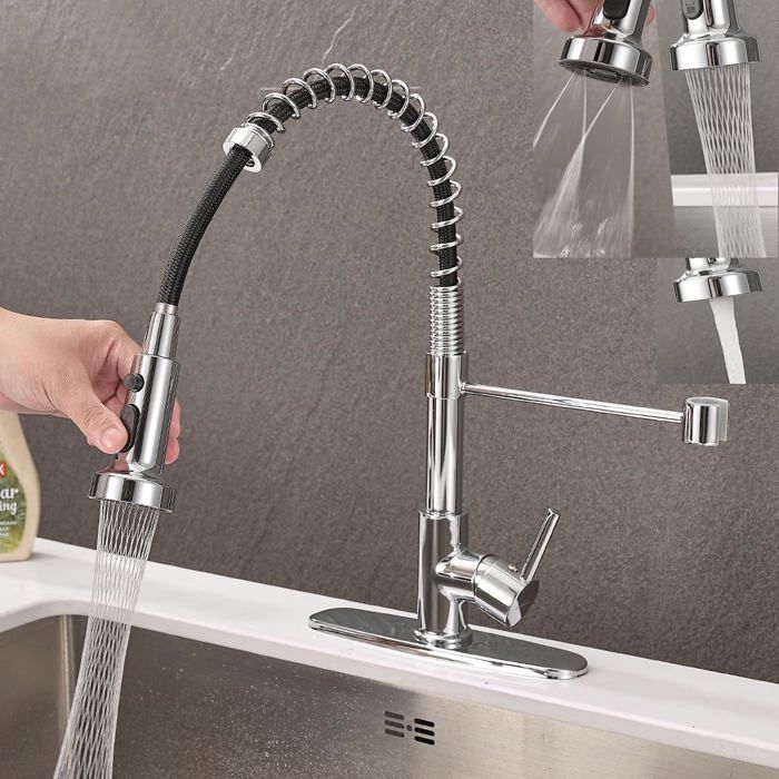 Robinet De Cuisine 3 Voies Avec Filtre – Bec Extractible, Chromé, Idéal Eau Filtrée