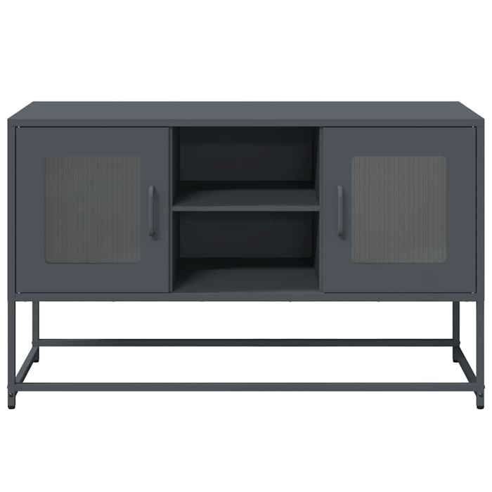 Meuble TV discount - GKK - Console TV avec 2 compartiments 2 portes et 2 étagères - anthracite 100 5x39x60 5 cm acier @3954