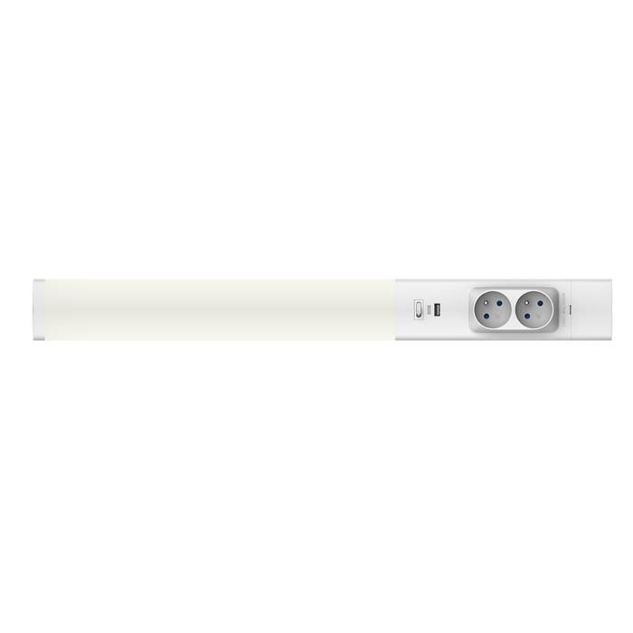 Lampe double sous meuble 18 W 4 000 K USB-A/C + prises 230 V