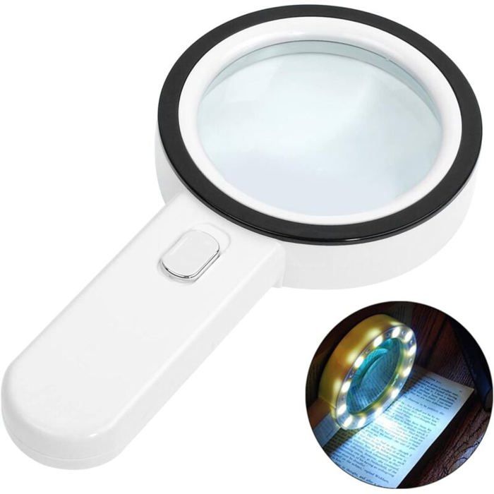 Loupe Lumineuse Mains Libres A4 - Grossissement 3x Avec 4 LED, Pour Lecture Et Travaux De Précision