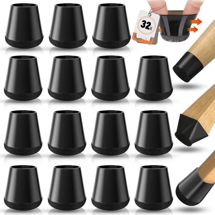 Tampon Chaise 32Pcs avec Feutre Protege Pied de Chaise Noir Silicone Protection Pieds de Chaise Protection Pied de Chaise CHAISE