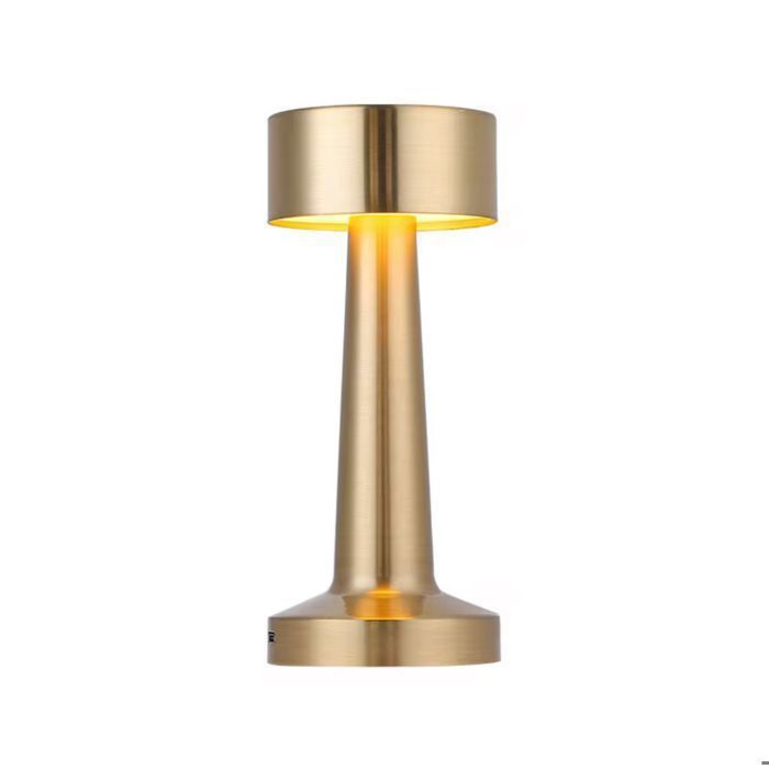 Lampe de Table LED Dorée Rechargeable Sans Fil Intensité Variable Design Moderne Idéale Chevet Bureau Salon & Extérieur